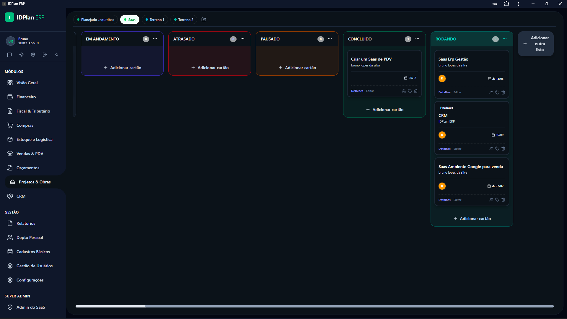 IDPlan ERP — Projetos & Obras